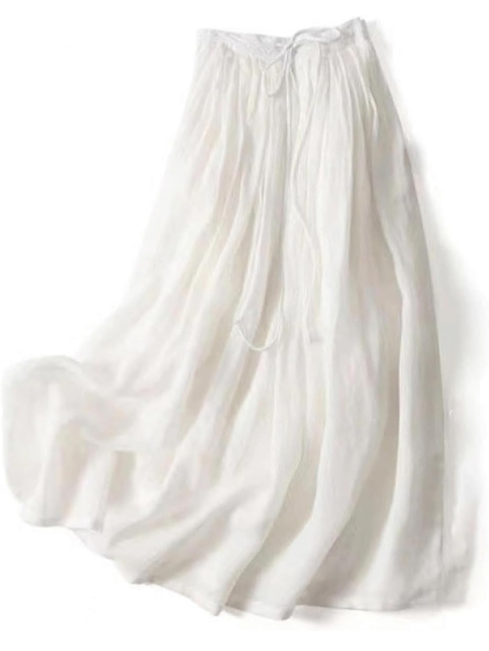Women's White Maxi Skirt - Lightweight Flowing Design